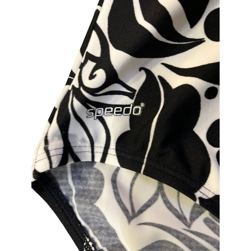 Speedo One Piece Swimsuit Womens 14 Used Black Ivory Floral 7225349 - Picture 15 of 16